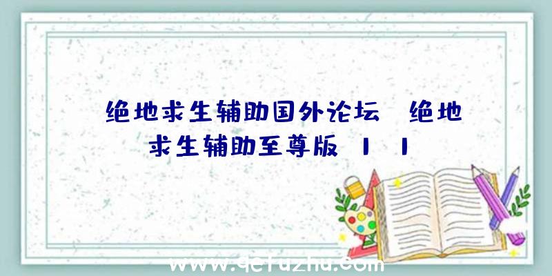 「绝地求生辅助国外论坛」|绝地求生辅助至尊版v1.1